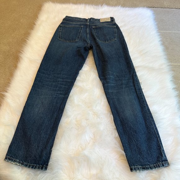 Everlane Jeans 90s Cheeky Crop Straight High Rise Distressed Button Fly Size 25 - Picture 14 of 15